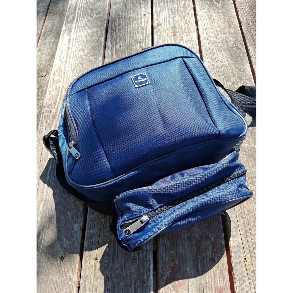 Blue Medium Travel Shoulder Bag by TAG w/Small Accessories Bag Tablet